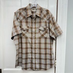 Vintage Ely Cattleman western‎ wear pearl snap short sleeve shirt men's large